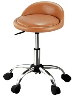 Artiss Salon Stool Swivel Backrest Chairs in Brown