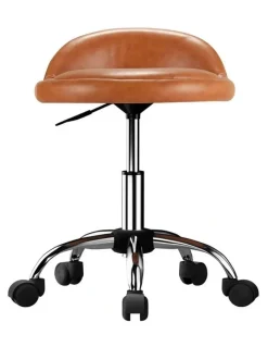 Artiss Salon Stool Swivel Backrest Chairs in Brown