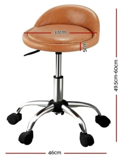 Artiss Salon Stool Swivel Backrest Chairs in Brown
