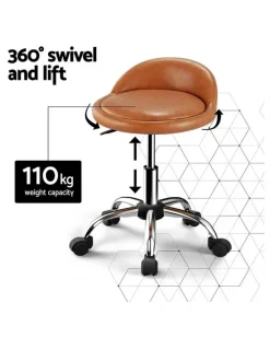 Artiss Salon Stool Swivel Backrest Chairs in Brown