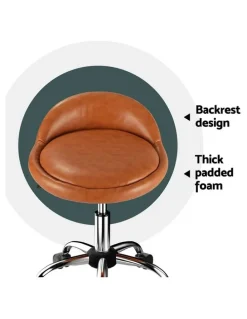 Artiss Salon Stool Swivel Backrest Chairs in Brown
