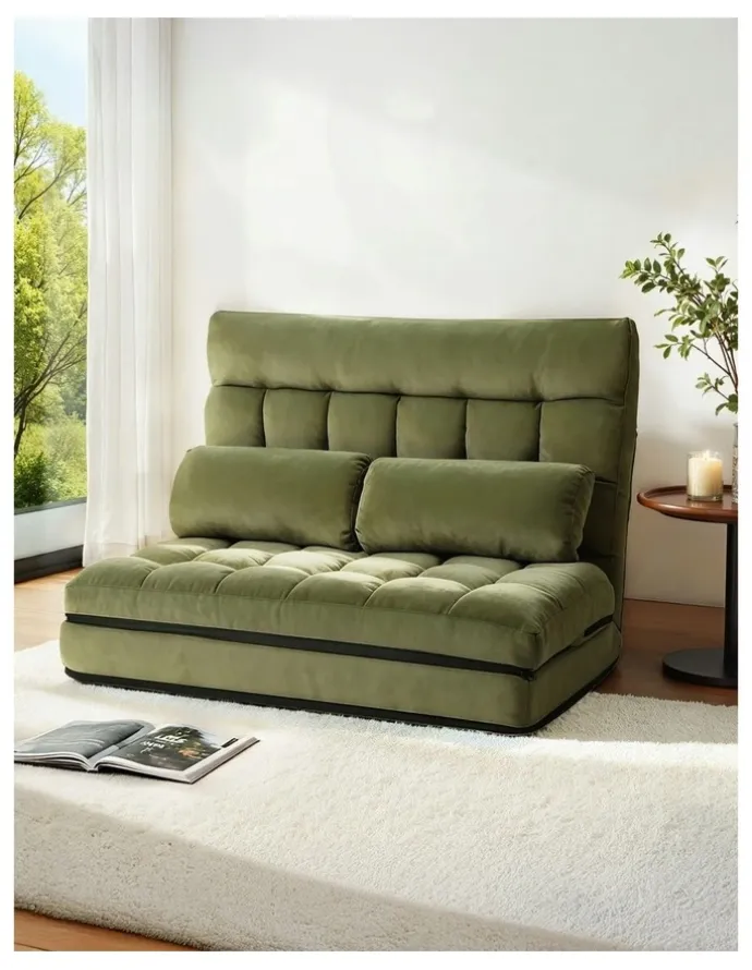 Artiss 2 Seater Lounge Sofa Bed in Green Fabric