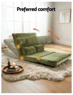 Artiss 2 Seater Lounge Sofa Bed in Green Fabric