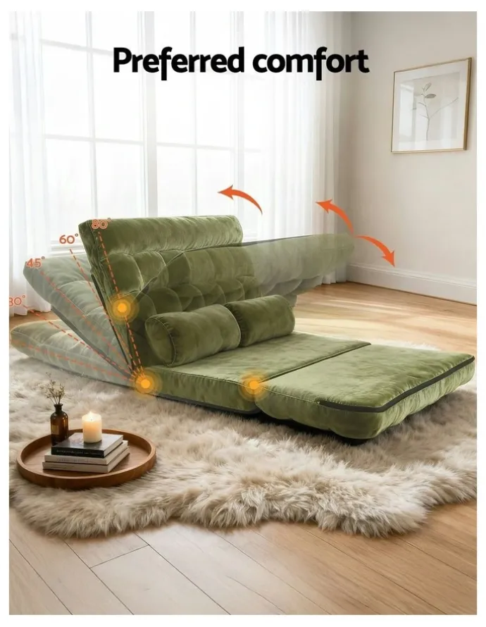 Artiss 2 Seater Lounge Sofa Bed in Green Fabric