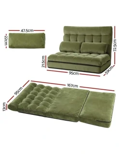Artiss 2 Seater Lounge Sofa Bed in Green Fabric