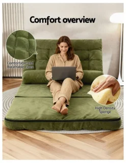 Artiss 2 Seater Lounge Sofa Bed in Green Fabric