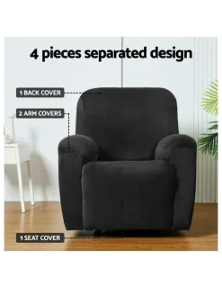 Artiss 1 Seater Velvet Recliner Chair Covers in Black