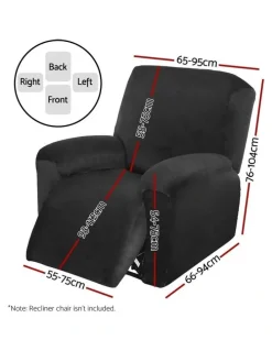 Artiss 1 Seater Velvet Recliner Chair Covers in Black