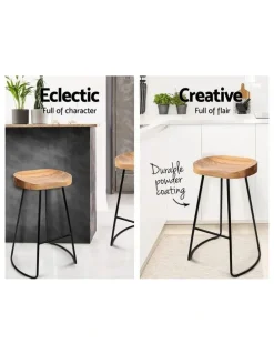 Artiss Set Of 2 Wooden Backless Bar Stools