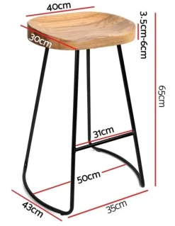 Artiss Set Of 2 Wooden Backless Bar Stools
