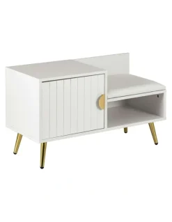Artiss Shoe Rack Cabinet Bench 6 Pairs in White