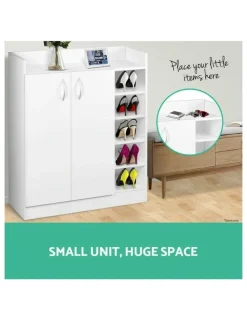 Artiss Shoe Rack Cabinet 21 Pairs Adjustable Shelves in White Clair