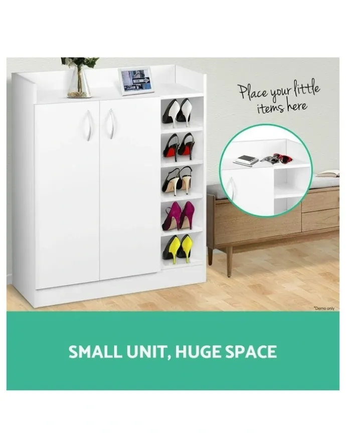 Artiss Shoe Rack Cabinet 21 Pairs Adjustable Shelves in White Clair