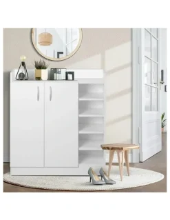 Artiss Shoe Rack Cabinet 21 Pairs Adjustable Shelves in White Clair