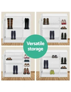 Artiss Shoe Rack Cabinet 21 Pairs Adjustable Shelves in White Clair