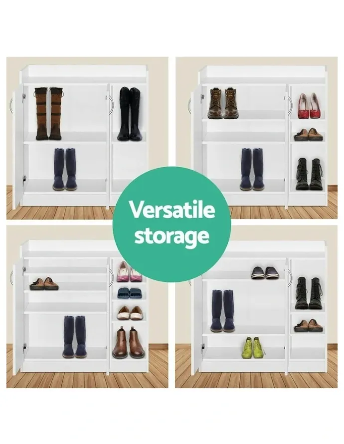 Artiss Shoe Rack Cabinet 21 Pairs Adjustable Shelves in White Clair