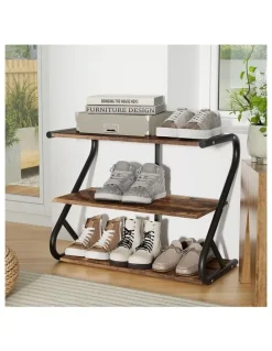 Artiss Shoe Rack Cabinet Shoe Storage Stand 3 Tiers Black