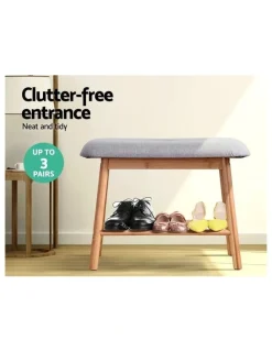 Artiss Shoe Rack Shoe Bench Fabric Seat 2 Pairs