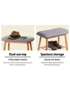 Artiss Shoe Rack Shoe Bench Fabric Seat 2 Pairs