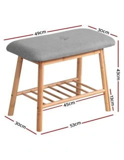 Artiss Shoe Rack Shoe Bench Fabric Seat 2 Pairs