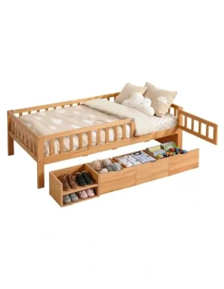 Artiss Single Bed Frame with 3 Storage Drawer in Beige