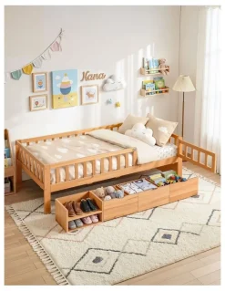 Artiss Single Bed Frame with 3 Storage Drawer in Beige