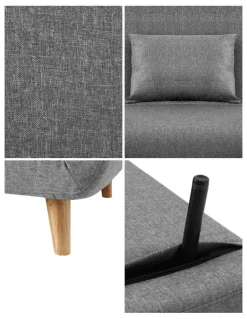 Artiss Sofa Bed Convertible Couch Recliner Lounge Chair Linen in Grey