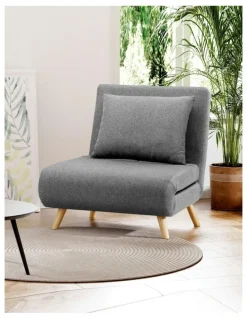 Artiss Sofa Bed Convertible Couch Recliner Lounge Chair Linen in Grey