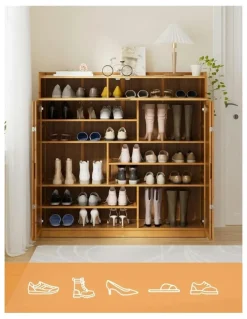 Artiss Storage Cupboard 30 Pairs Shoe Rack in Brown