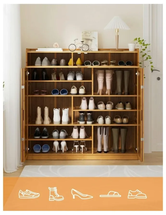 Artiss Storage Cupboard 30 Pairs Shoe Rack in Brown