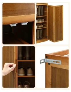 Artiss Storage Cupboard 30 Pairs Shoe Rack in Brown
