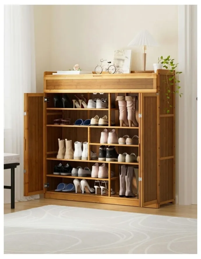 Artiss Storage Cupboard 30 Pairs Shoe Rack in Brown