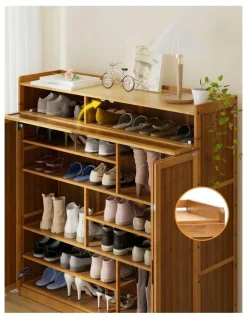 Artiss Storage Cupboard 30 Pairs Shoe Rack in Brown