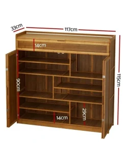 Artiss Storage Cupboard 30 Pairs Shoe Rack in Brown