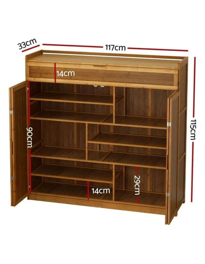 Artiss Storage Cupboard 30 Pairs Shoe Rack in Brown