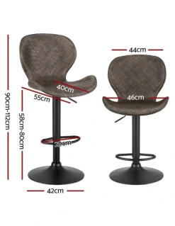 Artiss Swivel Gas Lift Counter Chair Wing PE Rattan Bar Stools Set Of 2 in Brown