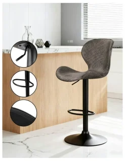 Artiss Swivel Gas Lift Counter Chair Wing PE Rattan Bar Stools Set Of 2 in Brown