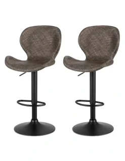 Artiss Swivel Gas Lift Counter Chair Wing PE Rattan Bar Stools Set Of 2 in Brown