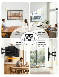 Artiss Swivel Tilt Extendable Full Motion TV Wall Mount Bracket 37 - 85 in Black