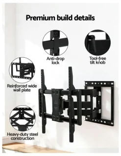 Artiss Swivel Tilt Extendable Full Motion TV Wall Mount Bracket 37 - 85 in Black