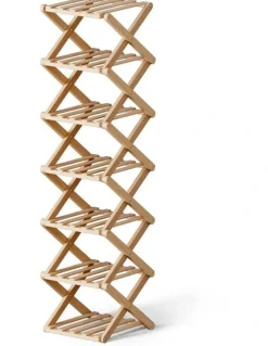 Artiss 7 Tier Bamboo Foldable Shoe Rack in Beige