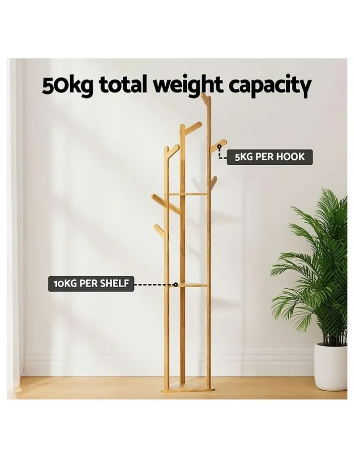 Artiss Tree Shelf Clothes Rack 165CM Bamboo