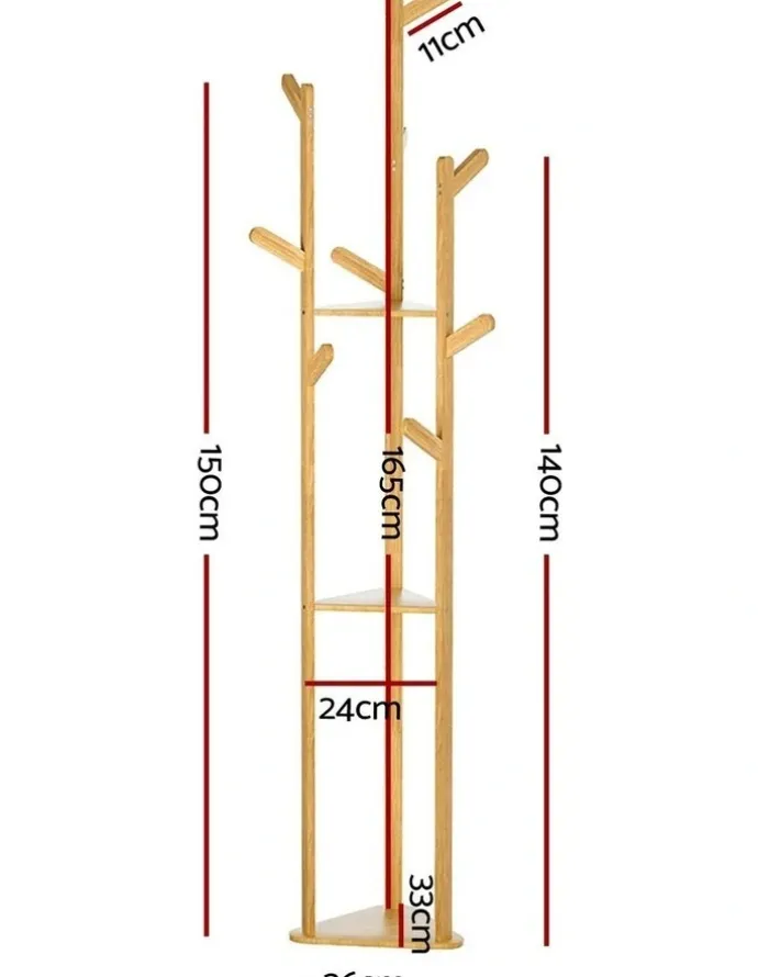 Artiss Tree Shelf Clothes Rack 165CM Bamboo