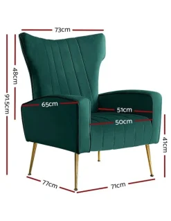 Artiss Velvet Kate Armchair in Green