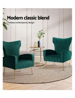 Artiss Velvet Kate Armchair in Green