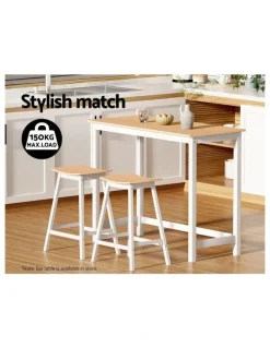 Artiss Wooden Bar Stools x2 in White/Brown