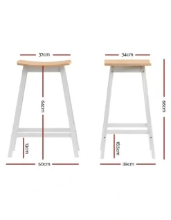 Artiss Wooden Bar Stools x2 in White/Brown