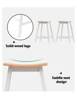 Artiss Wooden Bar Stools x2 in White/Brown