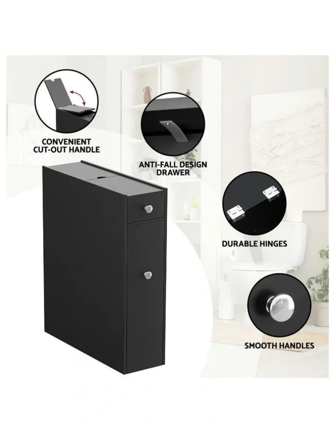 Artiss Wooden Bathroom Storage Cabinet in Black