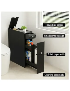 Artiss Wooden Bathroom Storage Cabinet in Black